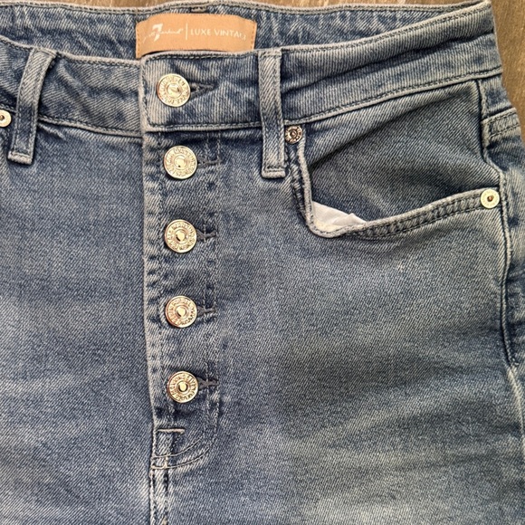 7 For All Mankind Luxe Vintage Ultra High Rise slim kick Button-Fly Jeans - Picture 3 of 10